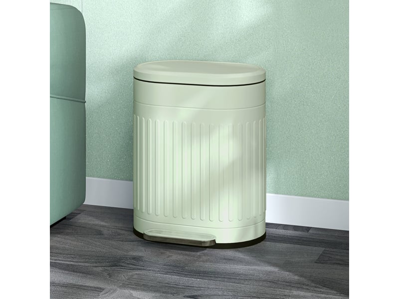  Poubelle à pédale design ovale métal ondulé 20l vert sauge clair  - Conforama B