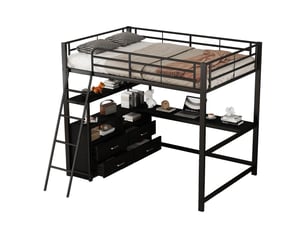 Lit mezzanine 140x220 cm WISHDOR coloris noir
