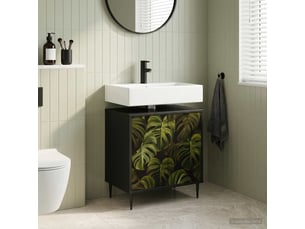Armoire de salle de bain, meuble de rangement elburg chêne noir 60x40x61 cm