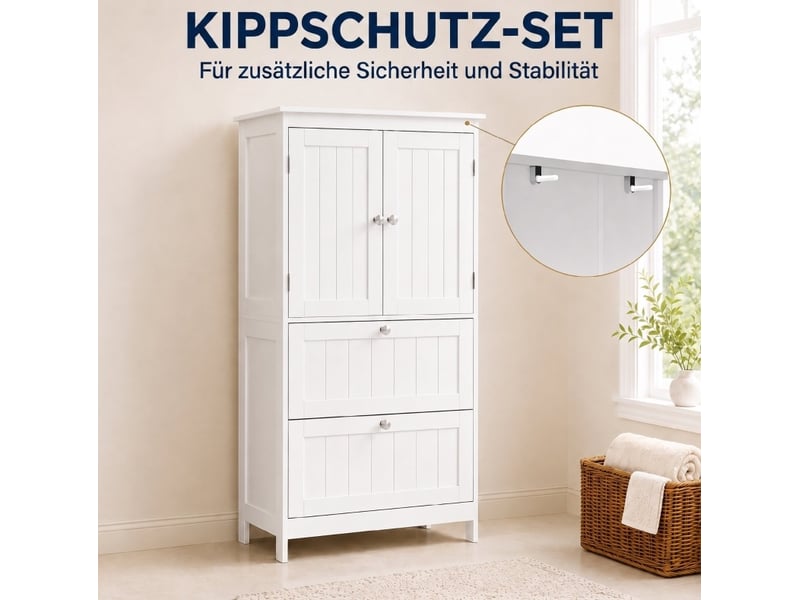  Armoire de salle de bains 60x30x110 cm sur pied mdf blanc  - Conforama D