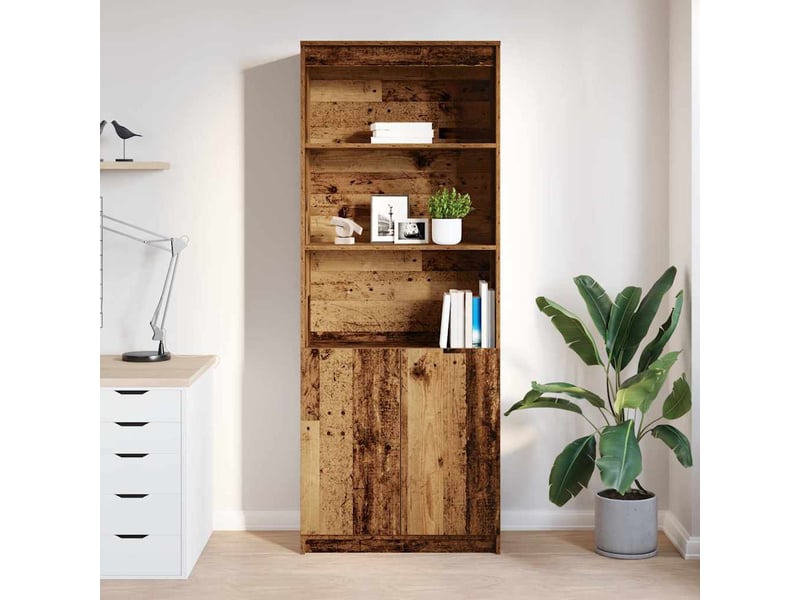  Buffet haut - bahut - meuble de rangement vieux bois 70x35x180 cm bois d'ingénierie  - Conforama C