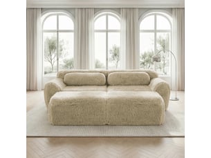Canapé convertible - modulable - 2 ottomans - sans montage - mobilier de salon - assise confortable - design moderne - kaki clair