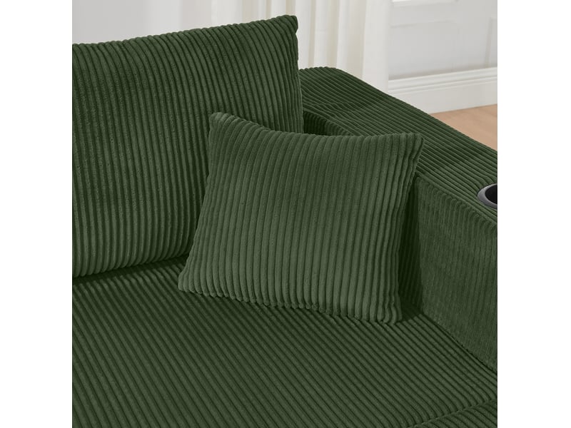 Canapé d'angle modulaire 3 places 230x138x75 cm velours côtelé vert - Conforama D
