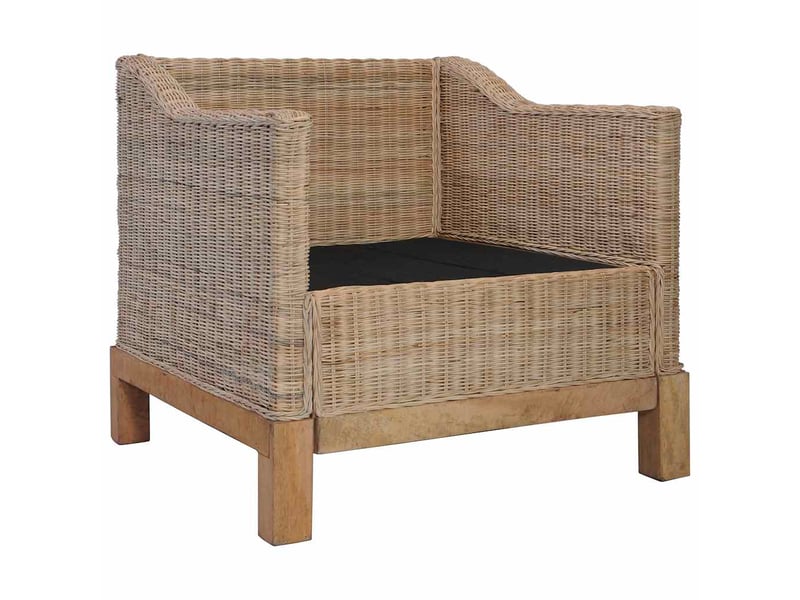  Fauteuil relax salon, fauteuil avec coussins rotin naturel  - Conforama C