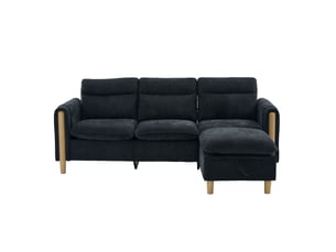 Canapé d'angle réversible fixe <strong>STILVORA</strong> <strong></strong> 3 places Tissu noir avec coffre de rangement