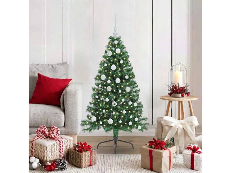  Sapin de noël artificiel, arbre de noël pré-éclairé vert 120 cm pvc shl4071  - Conforama B