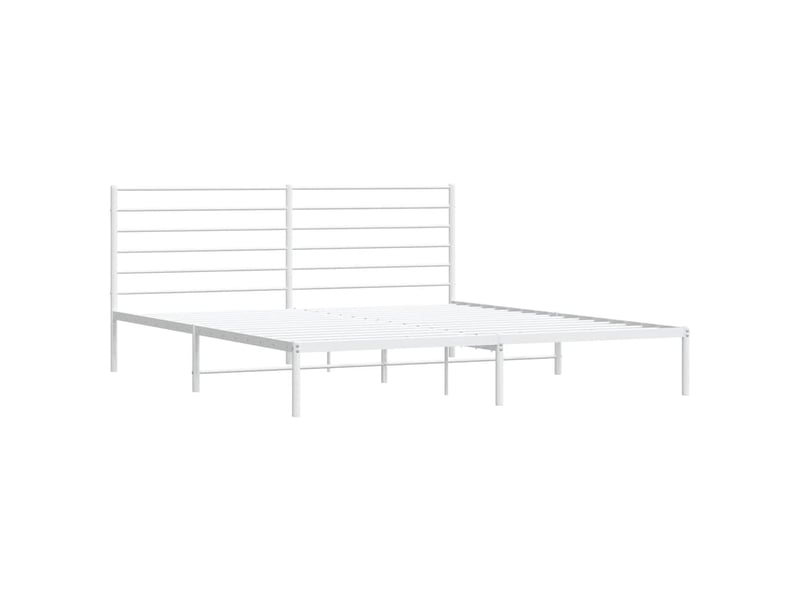 Lit double- lit adulte - cadre de lit métal sans matelas et tête de lit blanc 180x200 cm - Conforama B