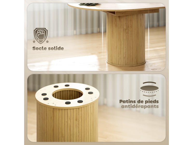 Table à manger extensible, table de cuisine, pour 6 à 8 personnes, effet bois naturel, 110-150 x 75 cm - Conforama R