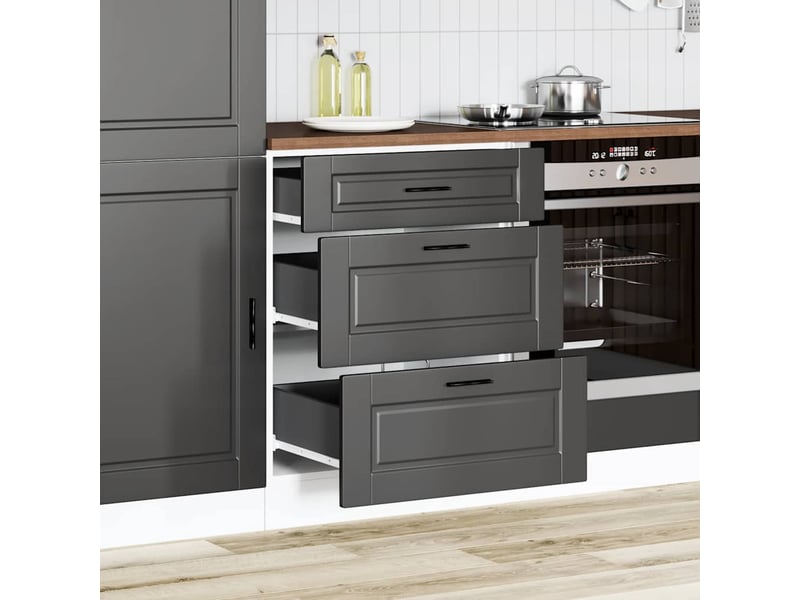  Meuble de rangement, meuble bas de cuisine en bois d'ingénierie noir shl6523  - Conforama C