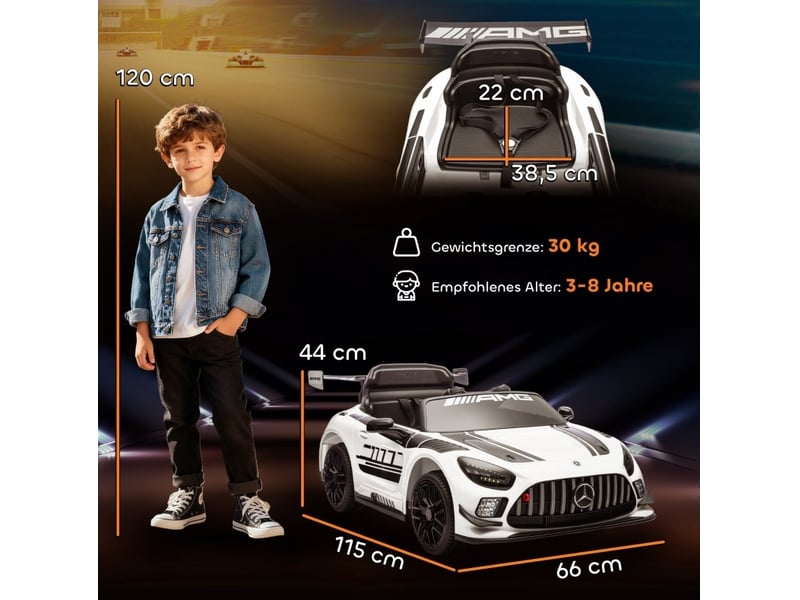  Voiture électrique enfant 115x66x44 cm sous licence mercedes-amg blanche  - Conforama E
