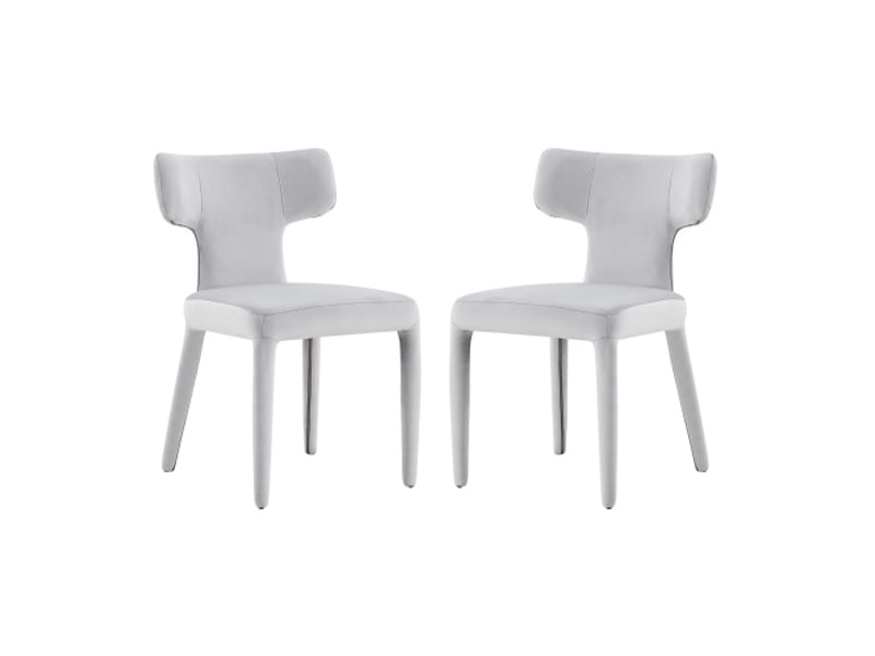  Ensemble de 2 chaises de salle à manger modernes - dossier en t, assise en tissu rembourré, cadre métal à 4 pieds  - Conforama A
