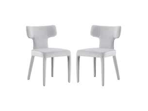 Ensemble de 2 chaises de salle à manger modernes - dossier en t, assise en tissu rembourré, cadre métal à 4 pieds