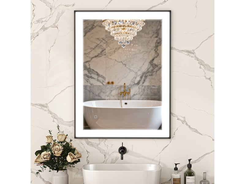 Miroir salle de bain led 80 x 60 cm, 3 couleurs de lumière, fonction antibuée, mémoire, ip44, horizontal ou vertical - Conforama C