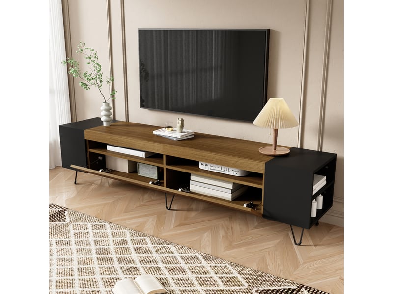  Meuble tv, effet bois, 2 portes, design moderne et élégant pour salon  - Conforama D