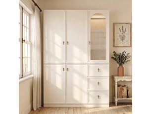 Armoire 5 porte(s) coulissante 3 tiroir(s) <strong></strong> <strong>OPULERANE TRADING LTD</strong> coloris blanc largeur 48 cm