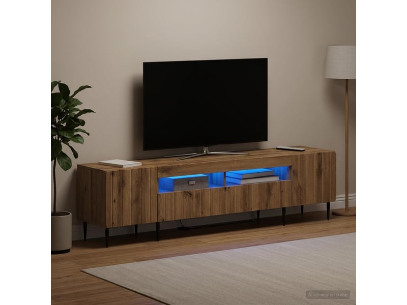  Meuble tv - banc tv - meuble de rangement led 5 pièces chêne artisanal bois d'ingénierie  - Conforama B