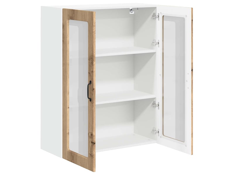  Meuble mural de cuisine, cabinet en verre mural chêne artisanal 80x31x100cm shl2307  - Conforama E