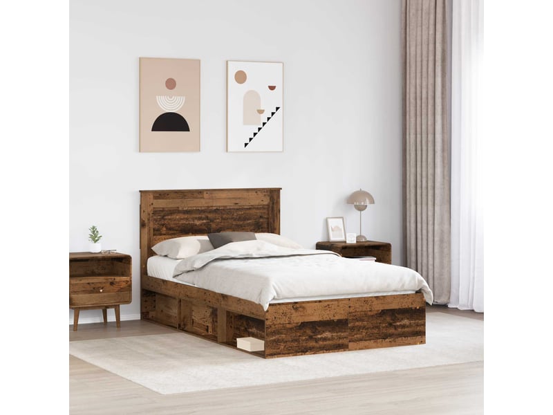  Lit double- lit adulte -  cadre de lit bois ancien 120 x 190 cm pin massif  - Conforama B