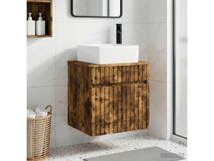 Meuble de lavabo mural, rangement salle de bain chêne fumé 49x41x63 cm shl2016