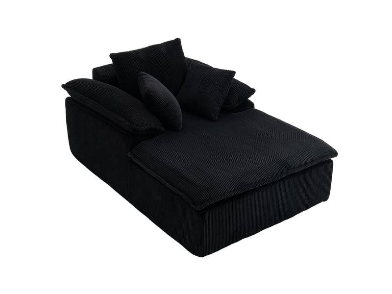  Fauteuil relax modenvie sans cadre en velours côtelé noir 177 x 122 x 92 cm  - Conforama A
