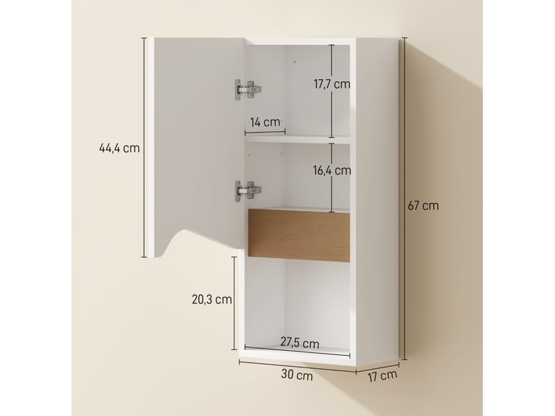  Armoire murale de salle de bains 30x17x67 cm fermeture douce panneau de particules blanc  - Conforama E