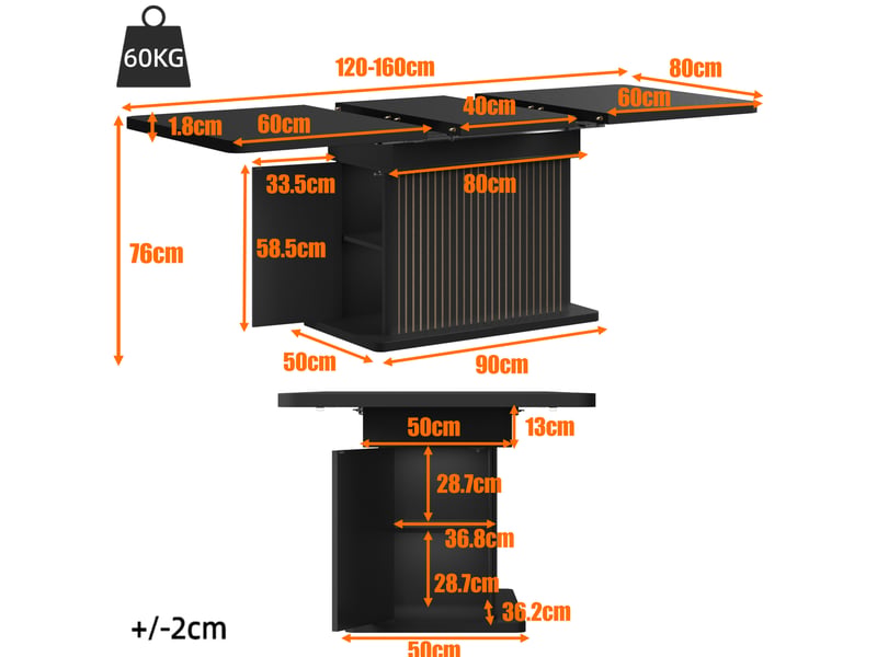 Table extensible 120-160 cm avec rangement intégré evryae - Conforama E