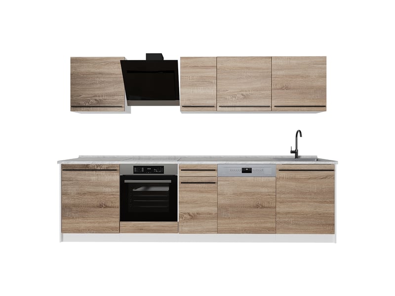  Vicco cuisine, sonomablanc, 280cm plan de travail marbre  - Conforama A