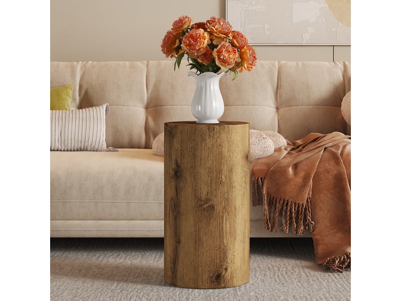  Table basse ronde en mdf avec plateau effet bois, design minimaliste et surface large, pour salon, 30 × 55 cm  - Conforama C