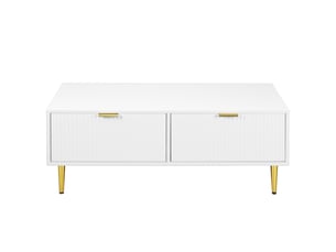 Table basse rectangulaire coloris blanc <strong>KORFEE</strong> <strong></strong> - 50 cmx100 cm