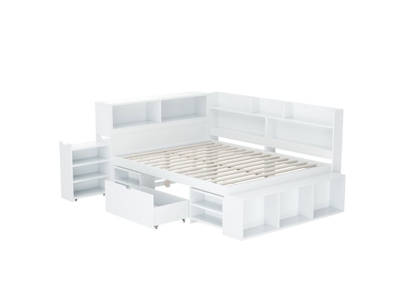 Lit enfant 140x200, multifonctionnalité lit enfant, rangement intégré, structure robuste, design épuré - Conforama A