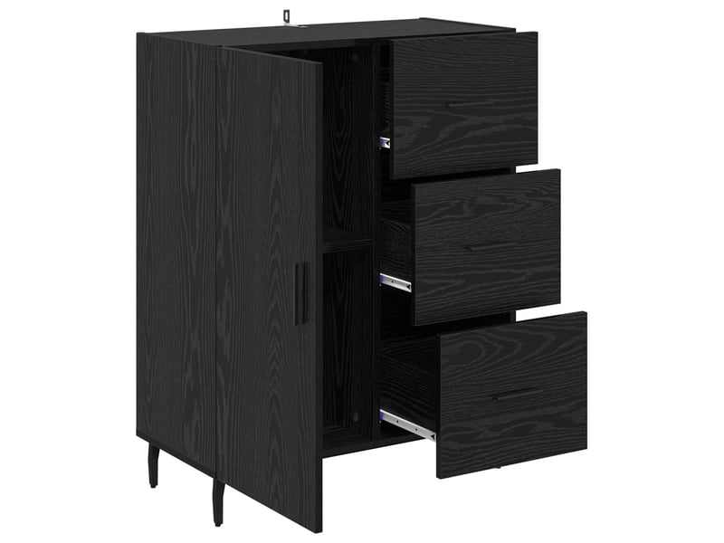  Buffet - bahut - meuble de rangement chêne noir 69,5 x 34 x 90 cm bois d'ingénierie et fer  - Conforama E
