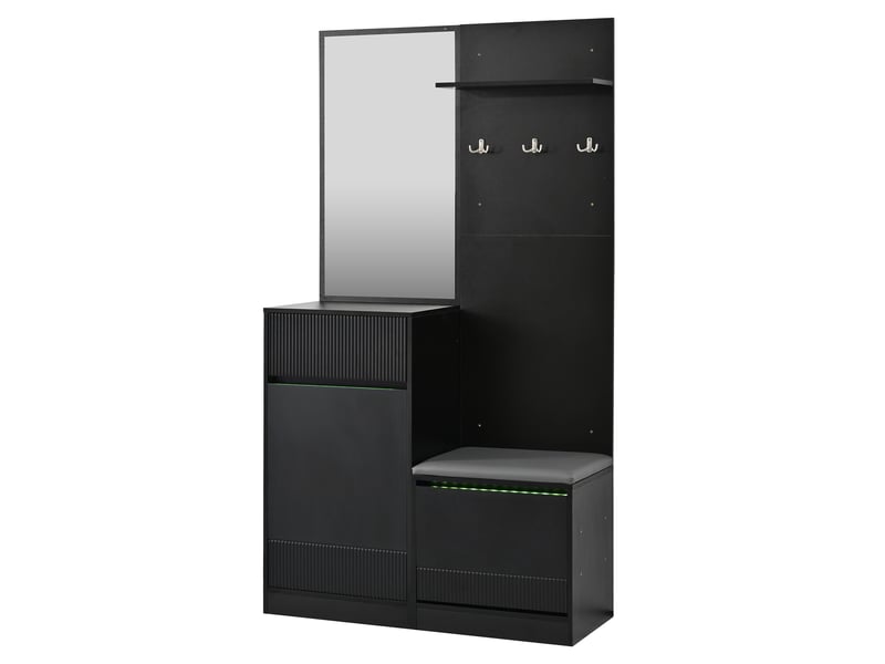 Portemanteau avec banc et rangement noir 105 x 190 cm en mdf - Conforama R