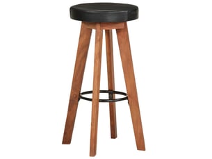 Lot de 2 tabouret de bar, chaise de bar cuir véritable et bois d'acacia solide