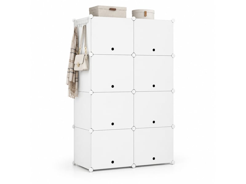 Meuble à chaussures modulable,94x36,5x144 cm,8 compartiments,polypropylène,blanc - Conforama A