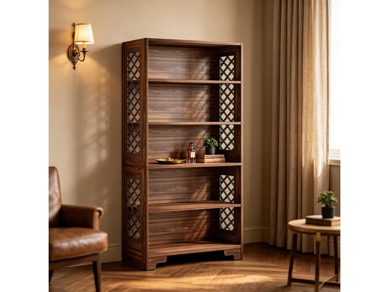  Bibliothèque étagère de rangement avec motifs en x marron 80 x 30 x 180 cm T5828P578029 - Conforama B