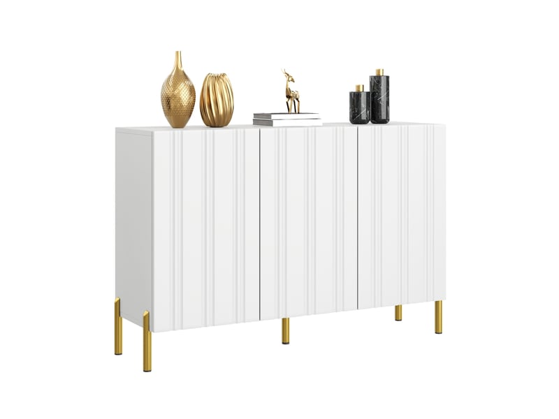  Meuble à chaussures 3 portes avec étagères réglables et charnières amorties pour entrée, en mdf 120×35,5×80 cm blanc  - Conforama A
