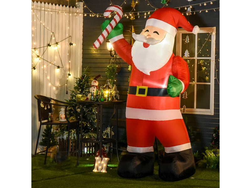  Décoration de noël gonflable, père noël de 2,4 m avec éclairage led et canne de noël, pour une utilisation intérieure et extérieure.  - Conforama D