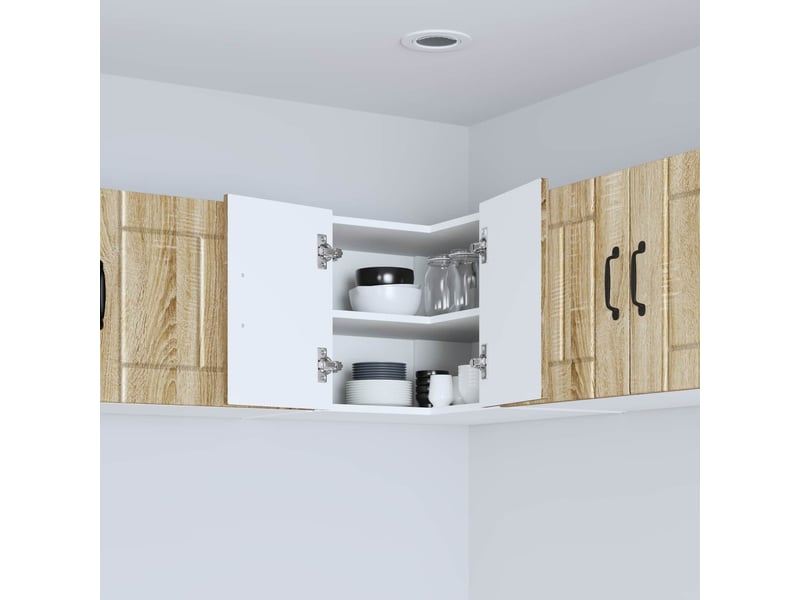 Meuble mural de cuisine, armoire d'angle cuisine lucca chêne sonoma 57x57x40cm - Conforama D