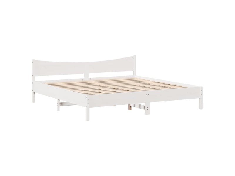 Lit double- lit adulte - cadre de lit et tête de lit blanc 200x200 cm bois de pin massif - Conforama D