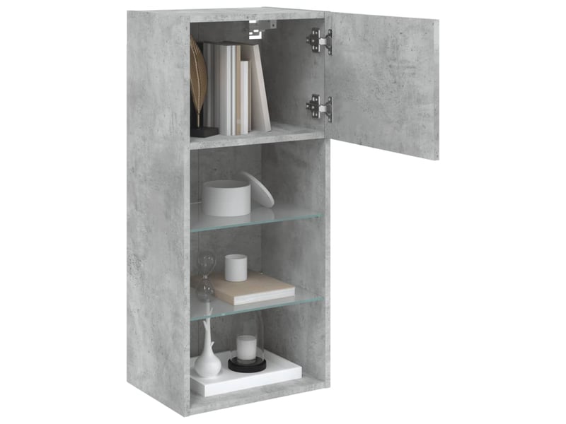  Meuble tv - banc tv - meuble de rangement avec lumières led gris béton 40,5x30x90 cm  - Conforama E