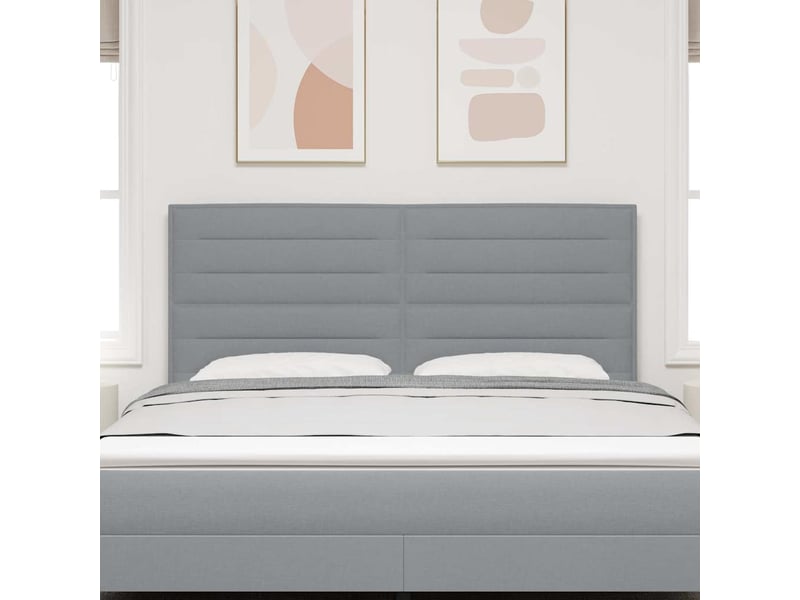 Tête de lit | panneau de tête de lit led avec bandes led gris clair 180 cm tissu - Conforama D