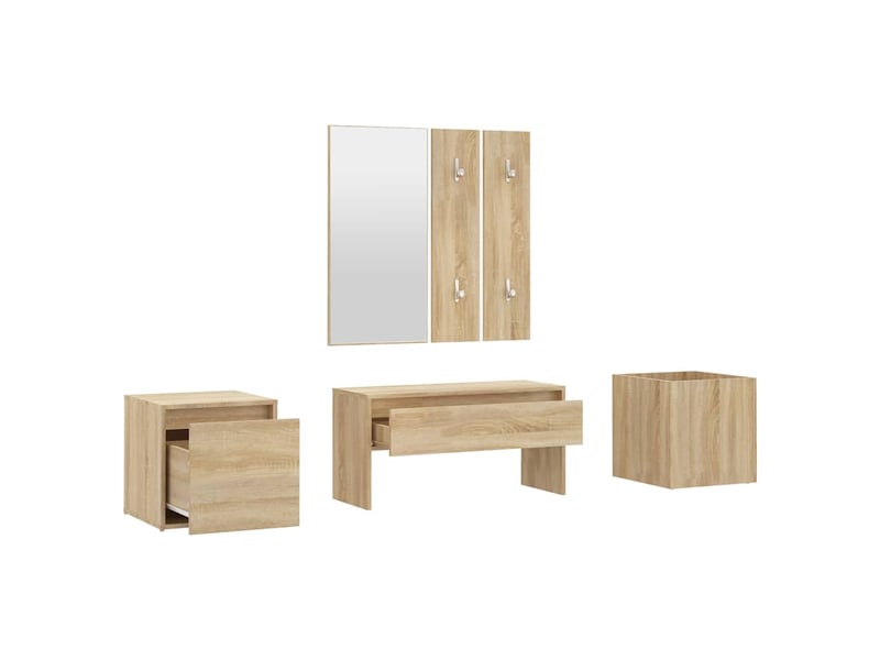  Ensemble de meubles de couloir chêne sonoma bois d'ingénierie shl75523  - Conforama E