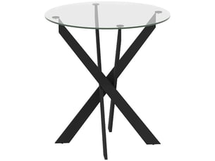 Table à manger ronde 4 places – pieds acier – plateau verre trempé noir et transparent – ø70 x 75 cm – design moderne