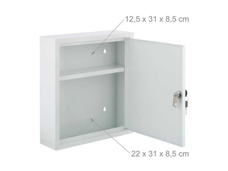  Armoire à pharmacie murale verrouillable sécurité enfants 60 x 30 x 20 cm en métal blanc 13_0013802  - Conforama C