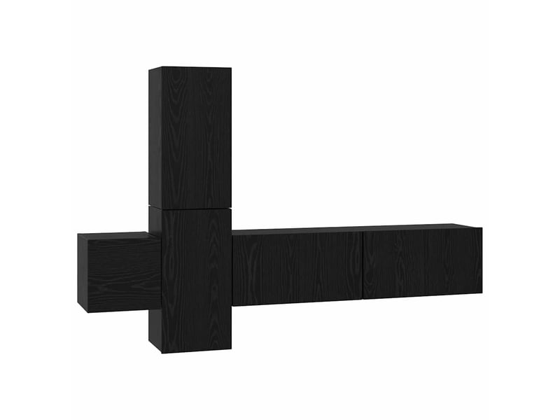  Ensemble meuble tv - banc tv - meuble de rangement 5 pcs chêne noir bois d'ingénierie  - Conforama A