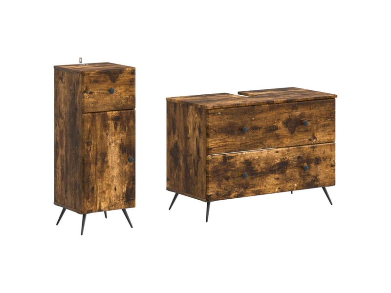  Ensemble de 2 meubles de salle de bain breda chêne fumé cf63091  - Conforama A