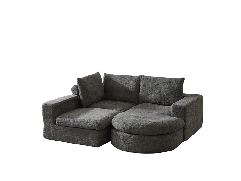  Canapé modulable tcqpz 3 places 250 x 160 x 80 cm chaise longue réversible chenille gris  - Conforama A