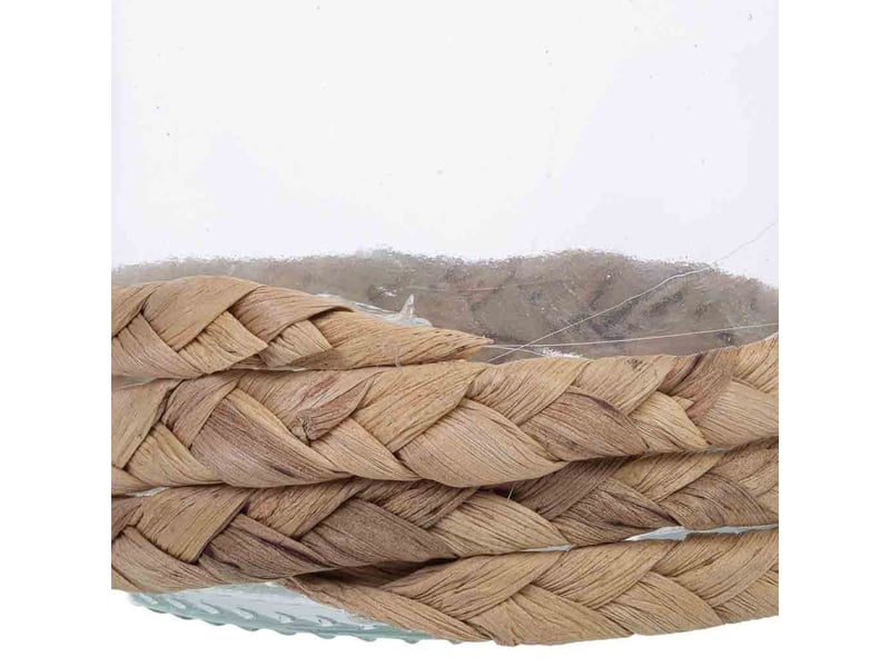  Bougeoir en verre recouvert de fibres naturelles marron d11.5x11.5h cm  - Conforama E