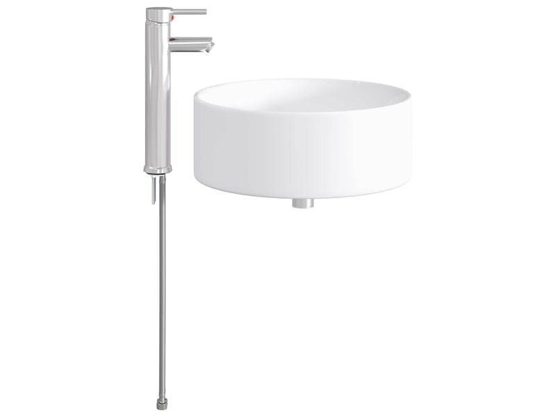  Lavabo de salle de bain avec robinet et évacuation chrome shl3453  - Conforama E