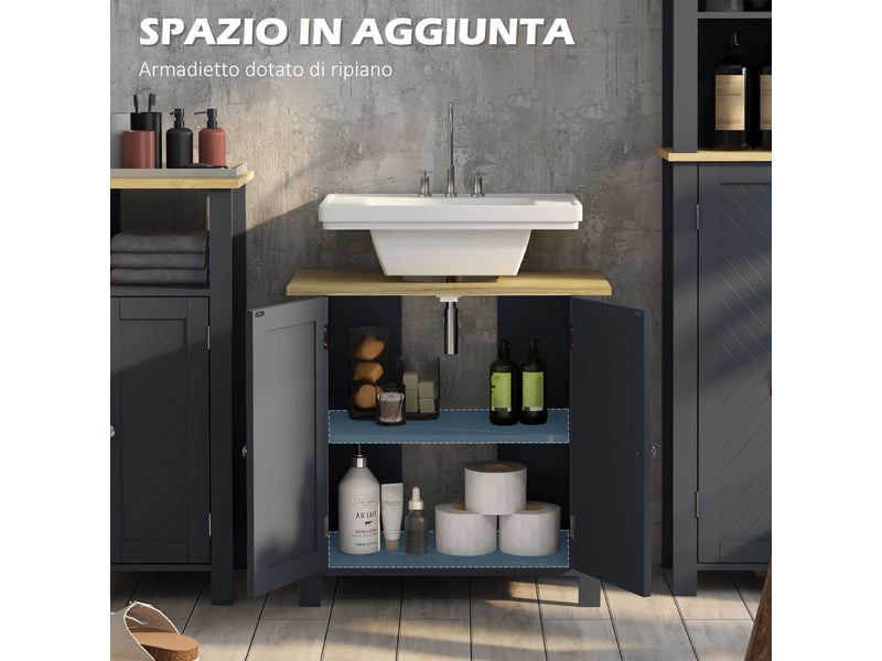  Meuble sous lavabo gris 60 x 30 x 60 cm à 2 portes  - Conforama W